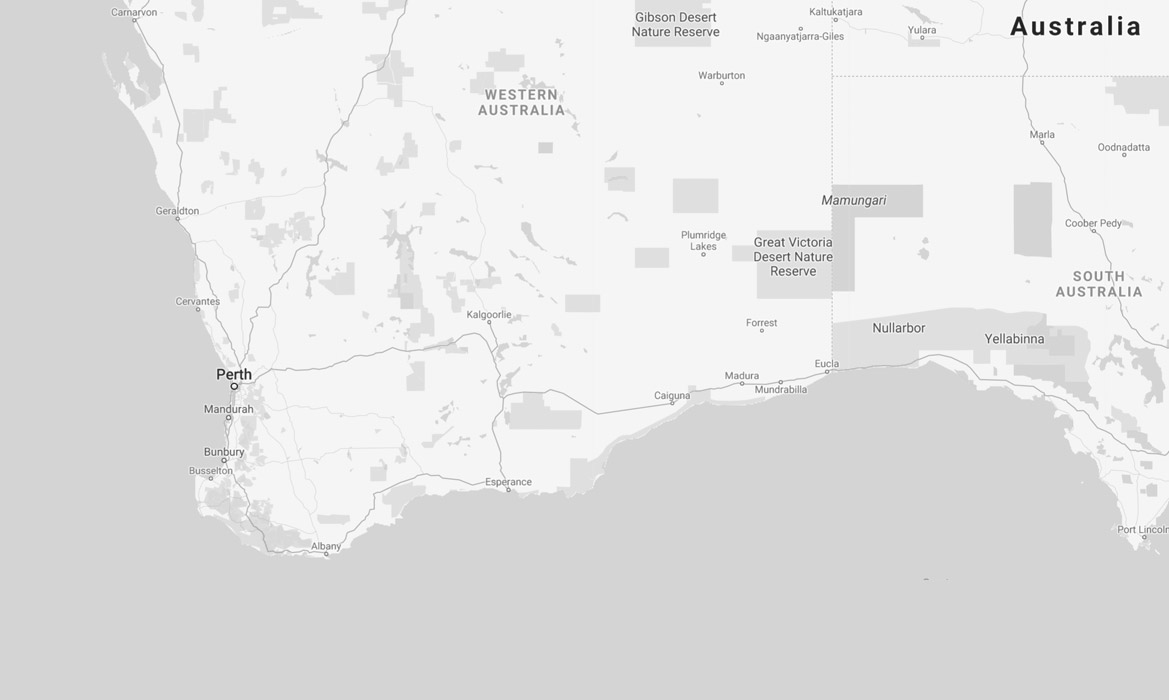 map of lower part western australia