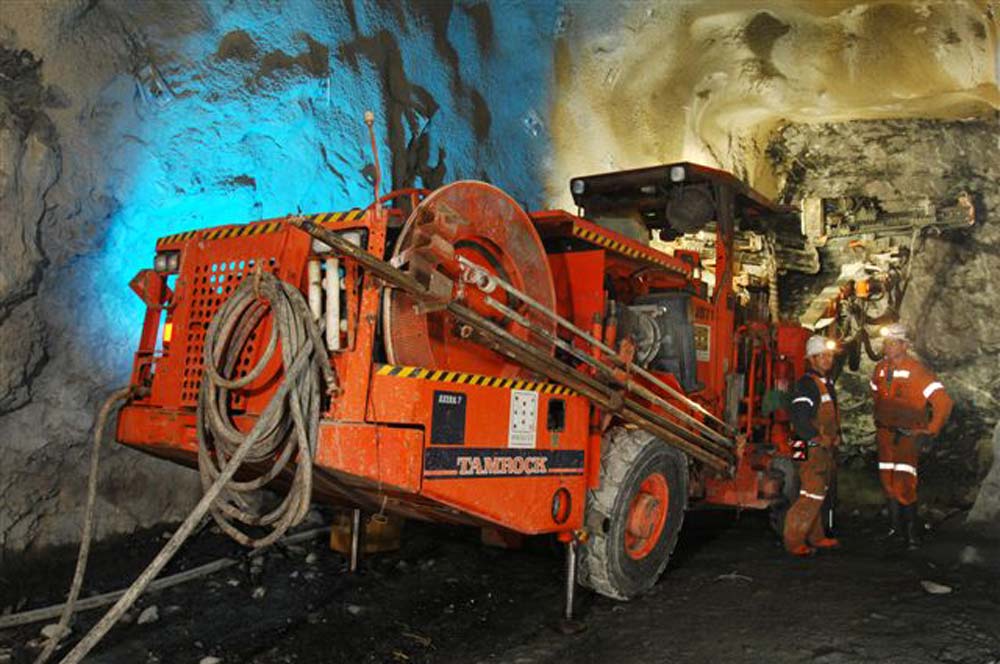 read view of tamrock machine parked underground